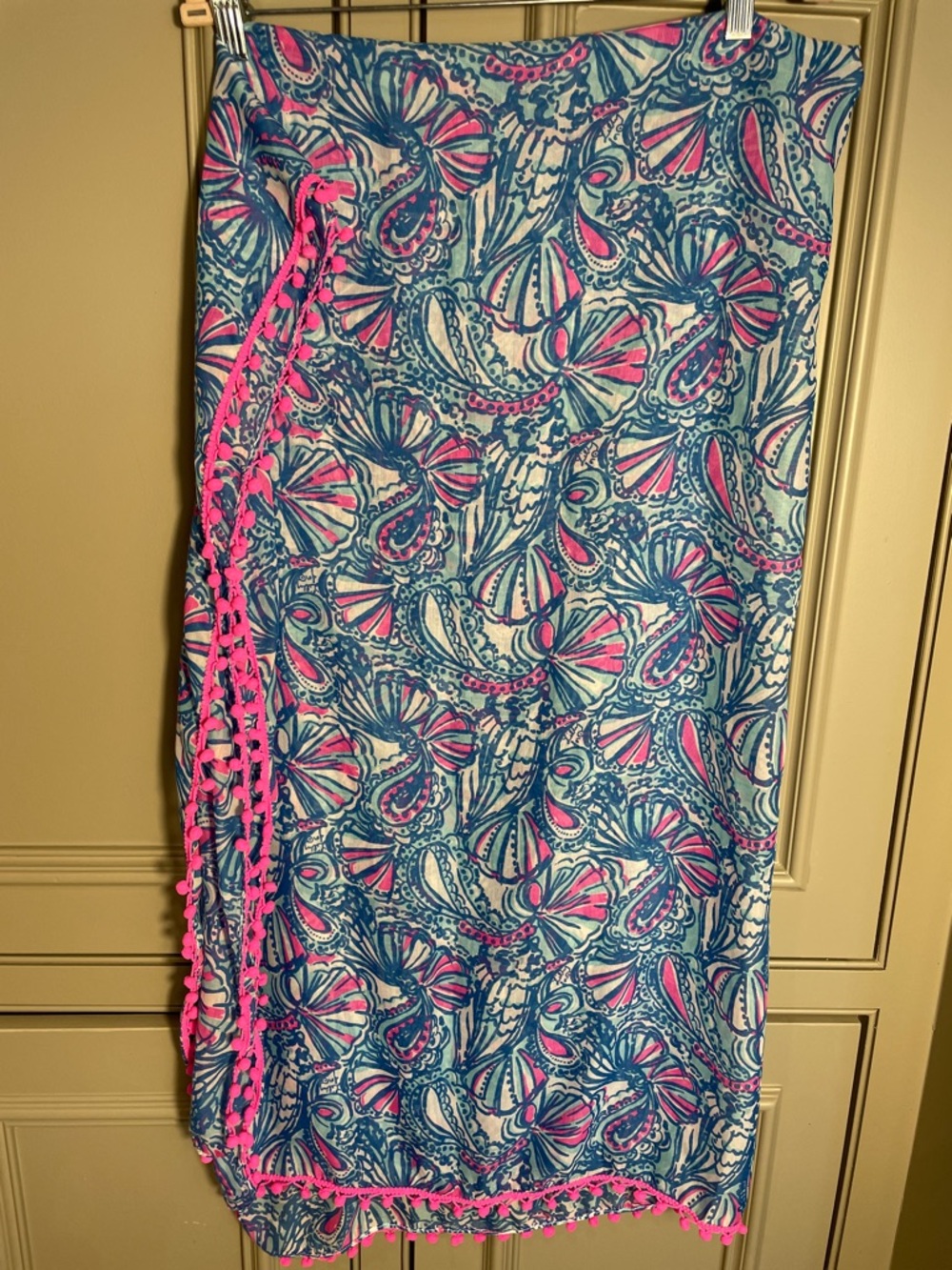 Lilly Pulitzer Blue & Pink Shell-Print Swim Sarong